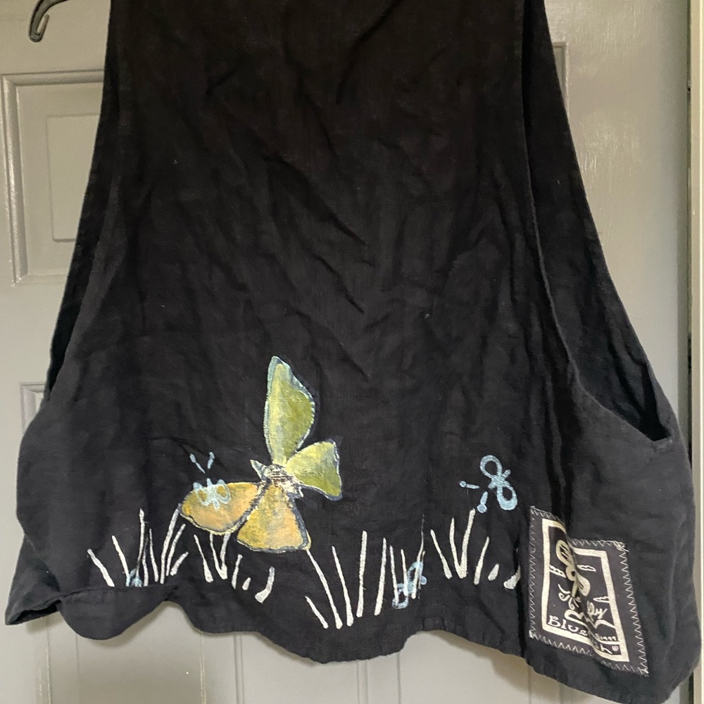 Blue Fish Vintage Hand-Painted Black Butterfly Vest - - Picture 2 of 4